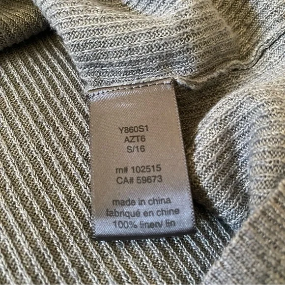 John Varvatos Linen Gray HenleyLightweight Knit Sweater